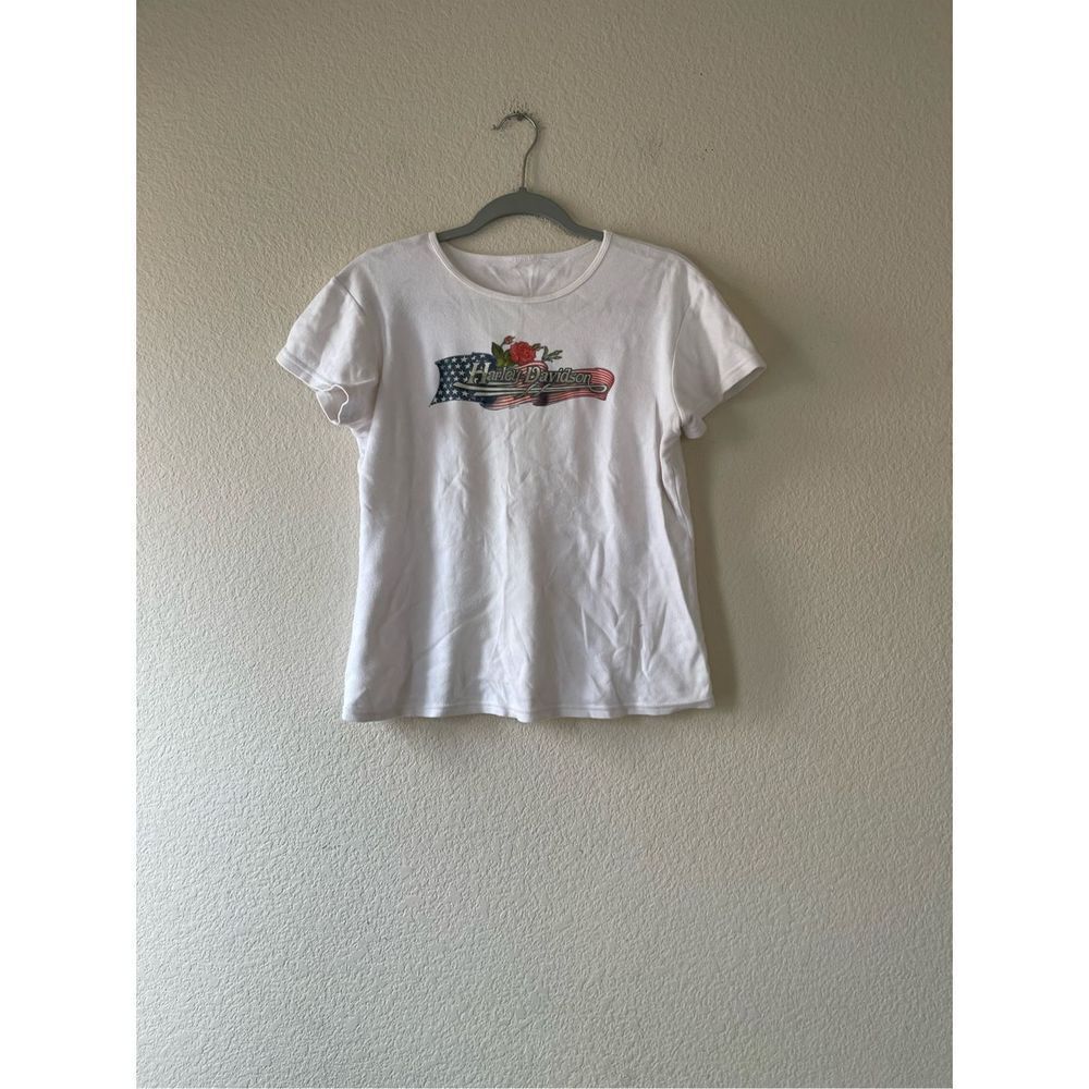 Harley Davidson Y2k‎ biker rose print graphic t shirt size large
